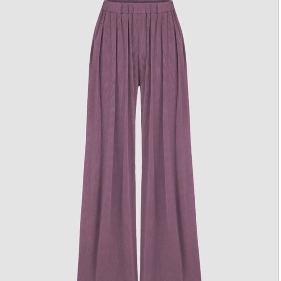 Cider Pants - Cider Wide Leg Pleated Pants – Purple – Medium